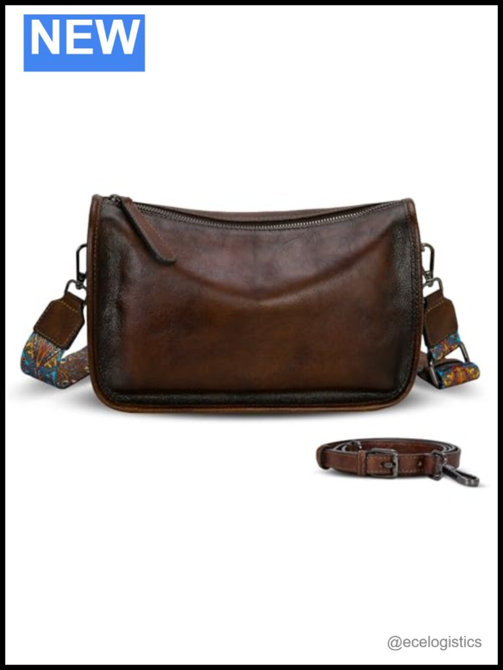 Genuine Leather Crossbody Hobo Bag Women Adjustable 2 Straps Multi Pockets